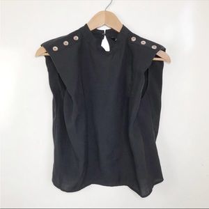 Zara Blogger Fav Shoulder Padded Soft Top Black S